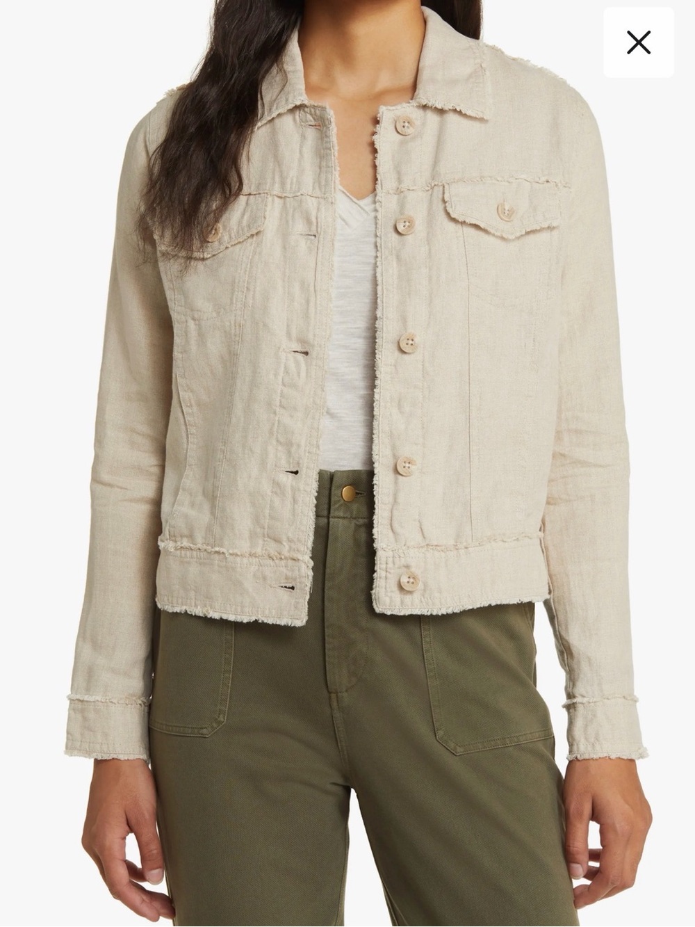 Tommy Bahama Two Palms Linen Raw Edge Jacket Natural Tan Size L